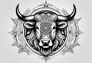 TAURUS BULL COMPASS tattoo idea