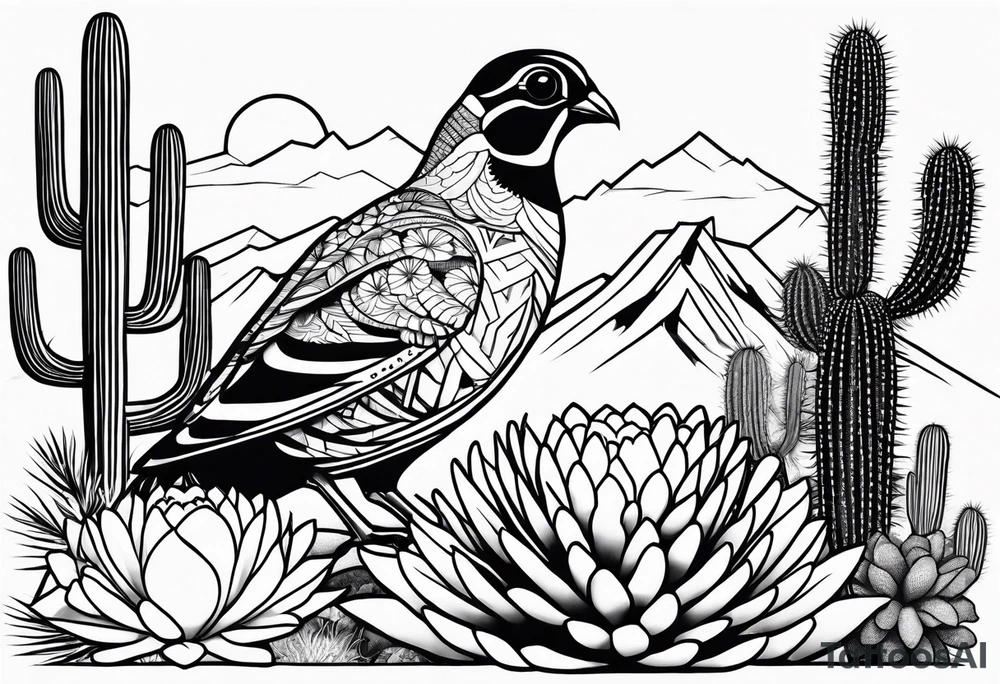 Arizona, quail, cacti tattoo idea