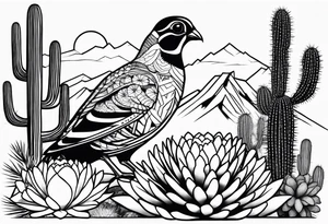 Arizona, quail, cacti tattoo idea