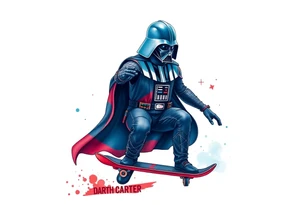 blue and red Darth Vader skateboarding outdoors
"Darth Carter"
12/29/88-01/06/24 tattoo idea