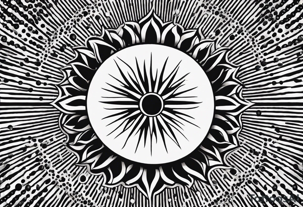 simple sun made of black dots and circles tattoo idea