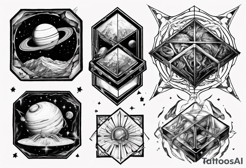 Escape black cube of saturn tattoo idea