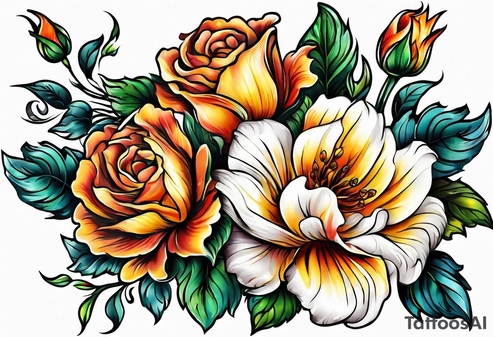Flower fire for a male tattoo tattoo idea