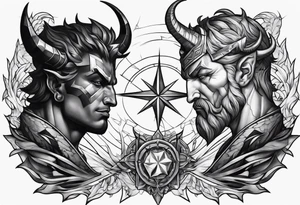 Devil and God at war tattoo idea
