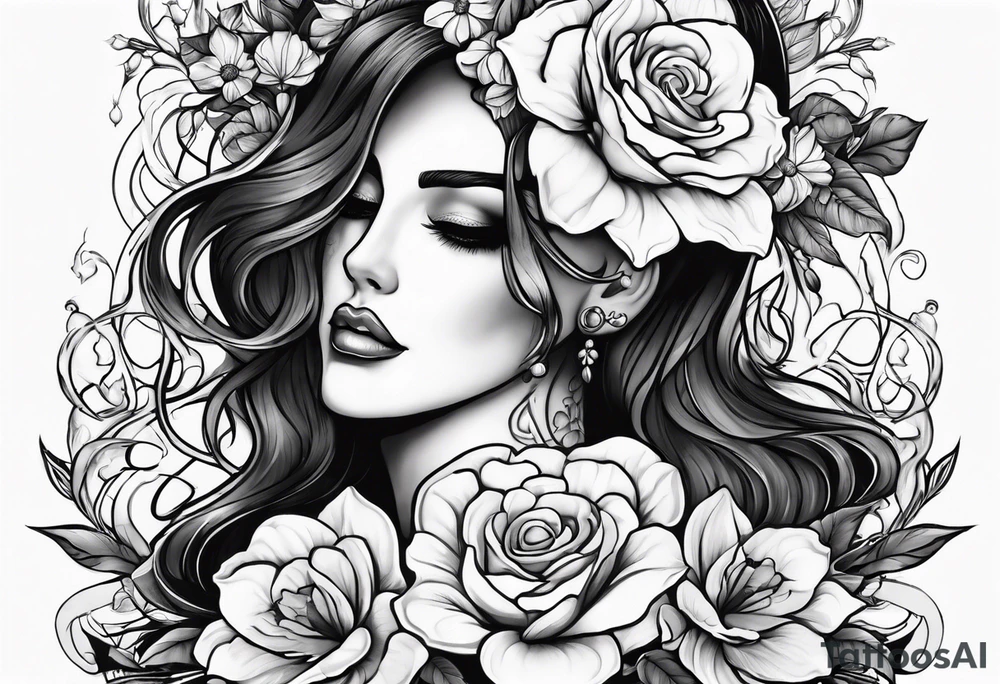 Ghost face holding flowers tattoo idea