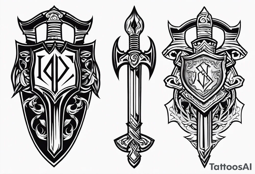 Valhalla sword shield lightning tattoo idea