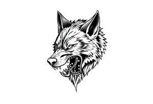 Ferocious wolf head tattoo idea