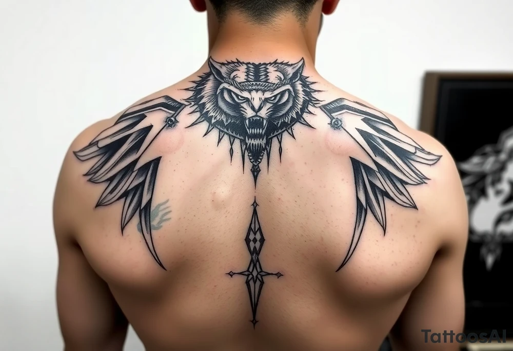 pealuu silma aukudest roomavad välja ründavad maod ja suust lendab välja äike tattoo idea