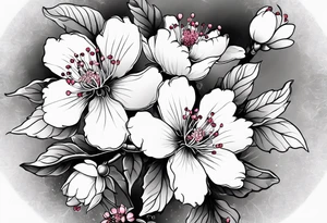 small cherry blossom with name anne and emile tattoo idea