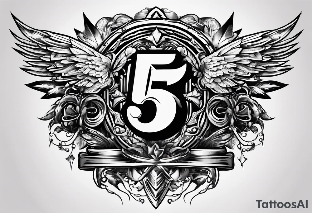 number 5 in electricity bolts tattoo idea