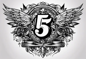 number 5 in electricity bolts tattoo idea