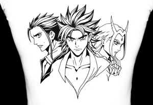 I want a tattoo that has the following anime characters, Zenitsu, gojo, and allmight tattoo idea