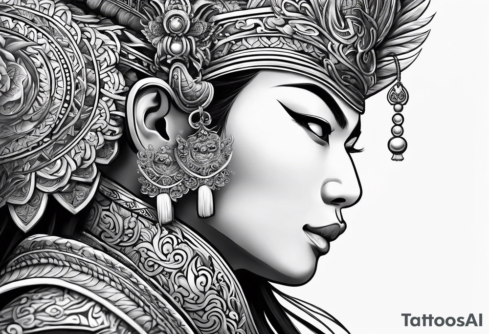 Balanise Barong side view tattoo idea