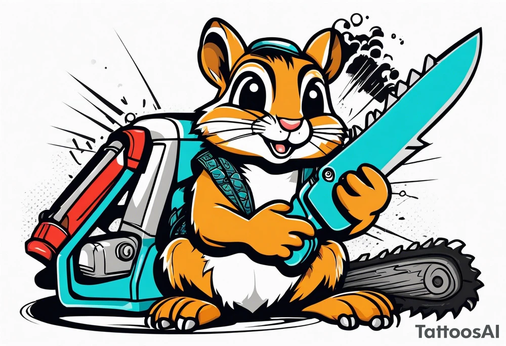 Chipmunk with a chainsaw tattoo idea