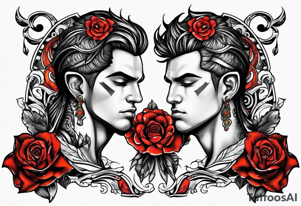 Gemini twins male tattoo idea