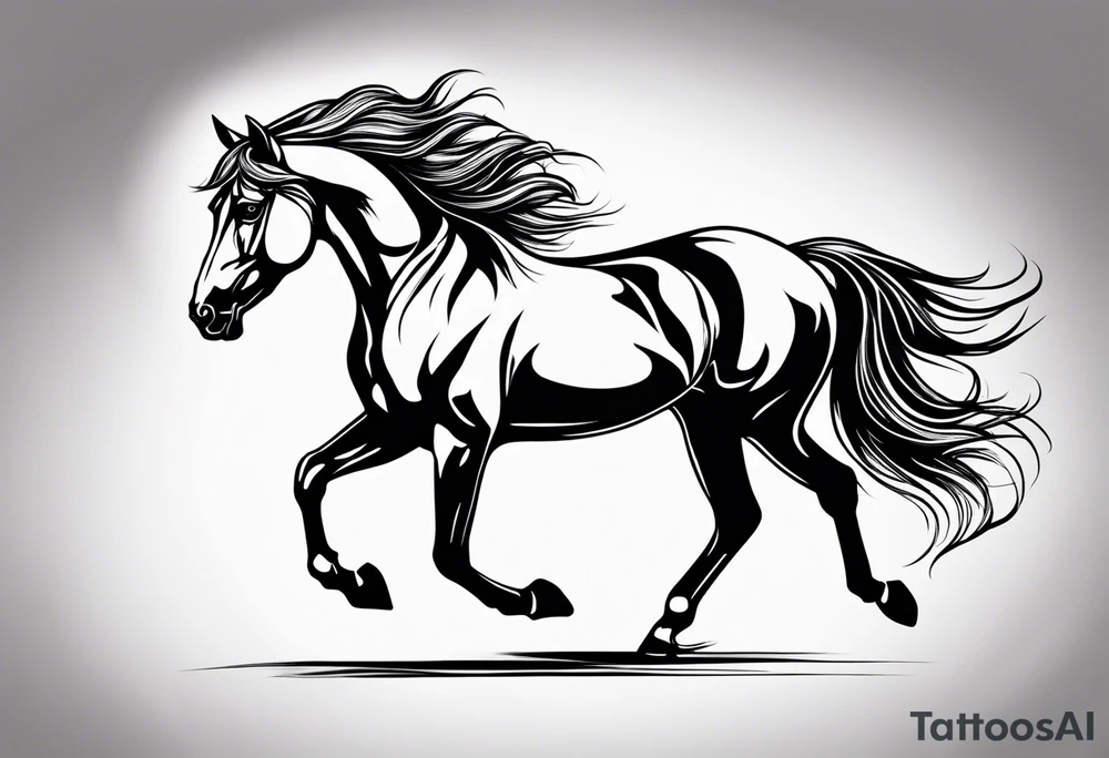 Horse with flyaway mane tattoo idea