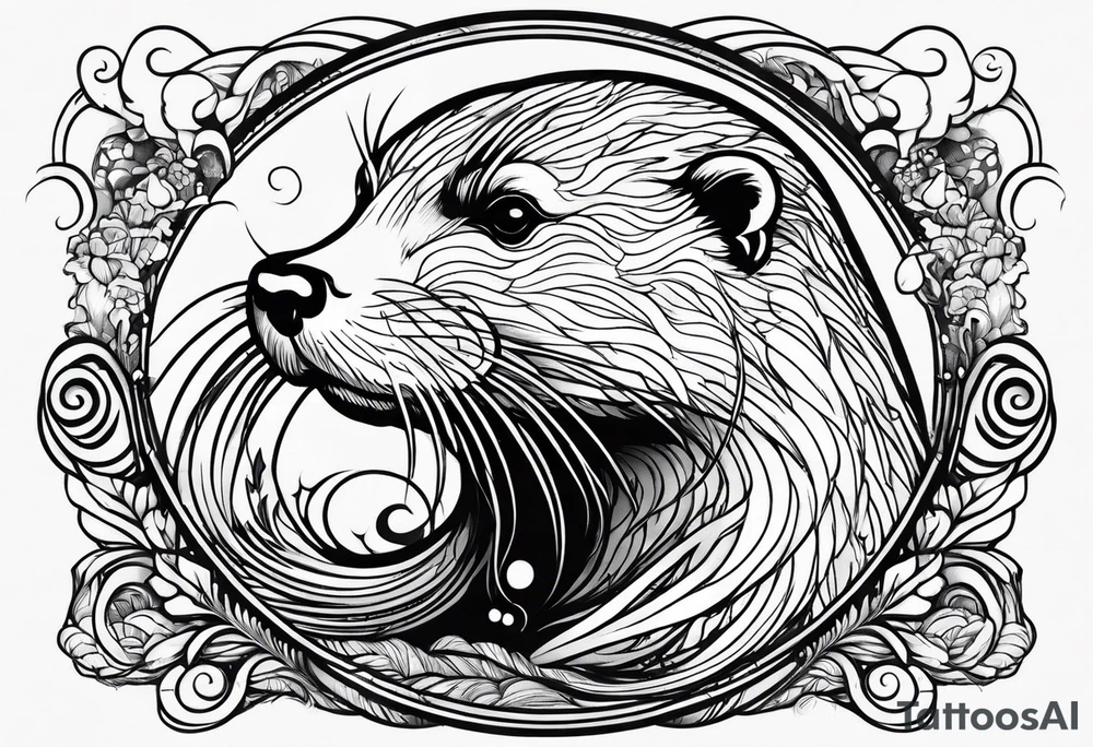 Otter swimming tattoo idea