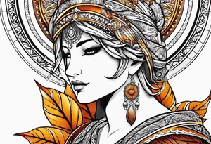 simple male virgo mandala elbow tattoo in fall colors tattoo idea