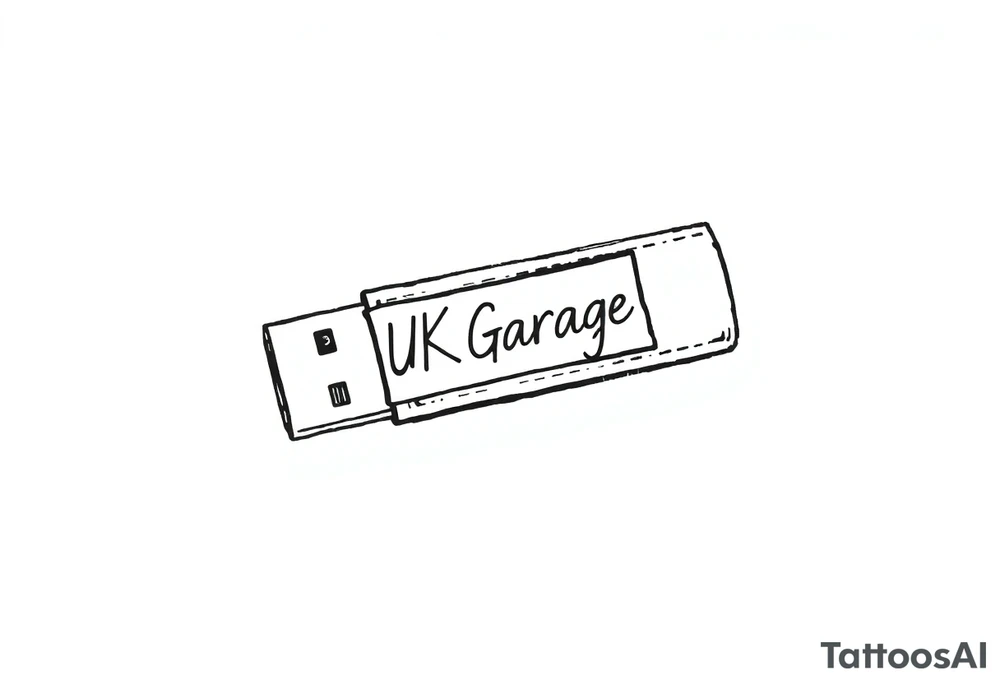 A usb drive with a little piece of sticky tape that says “UK Garage” tattoo idea