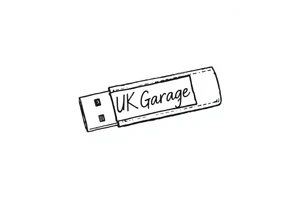 A usb drive with a little piece of sticky tape that says “UK Garage” tattoo idea