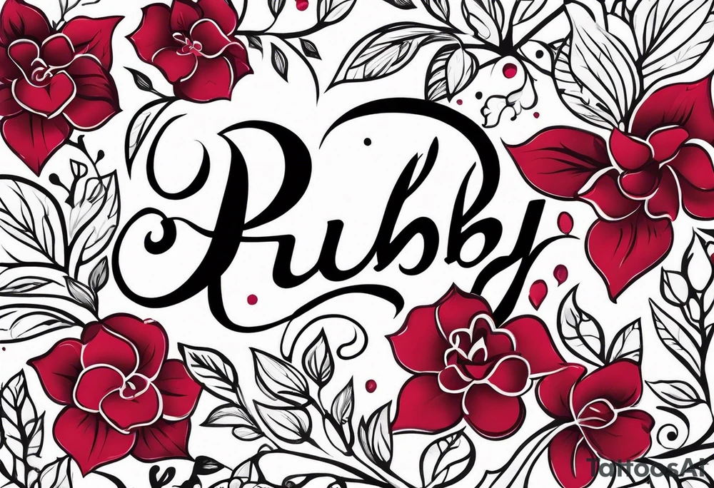 Ruby in calligraphy font tattoo idea