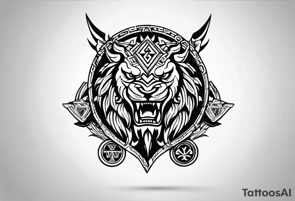 Valhalla sword shield axe Valknut dragon lion tattoo idea Valhalla sword shield axe Valknut dragon lion tattoo idea