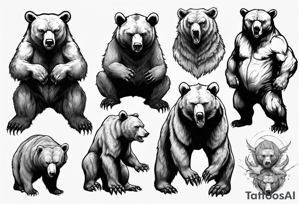 menacing bear (full body) tattoo idea