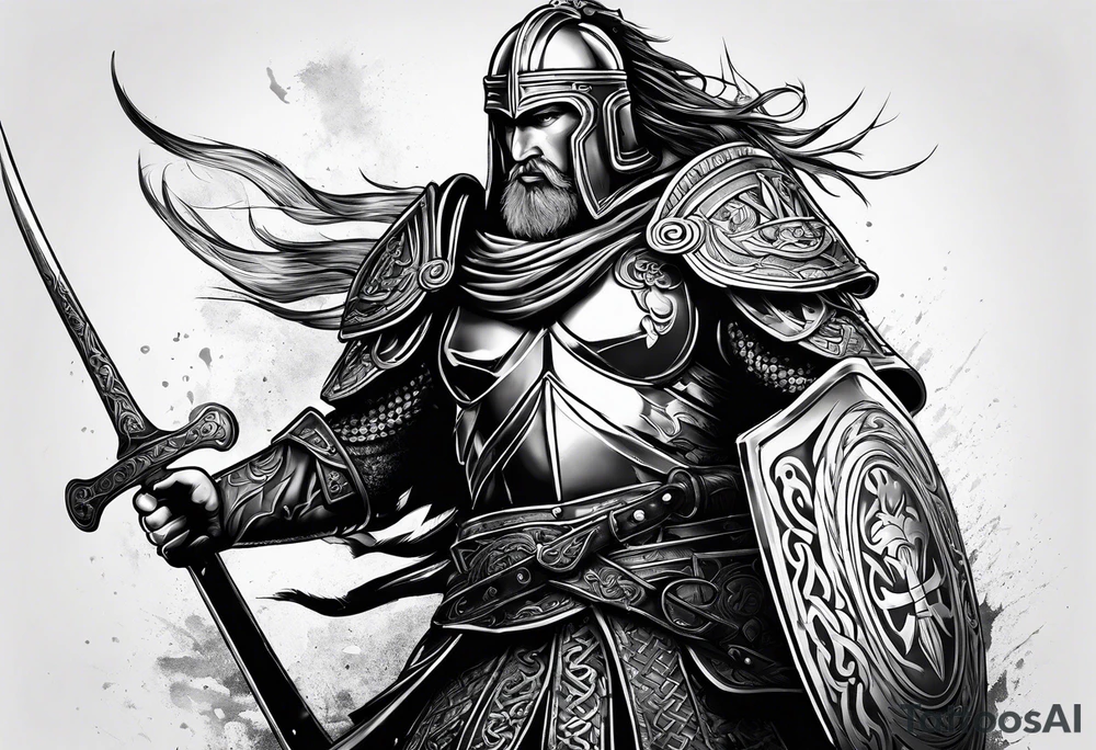 Irish warrior in battle tattoo idea