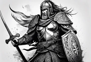 Irish warrior in battle tattoo idea
