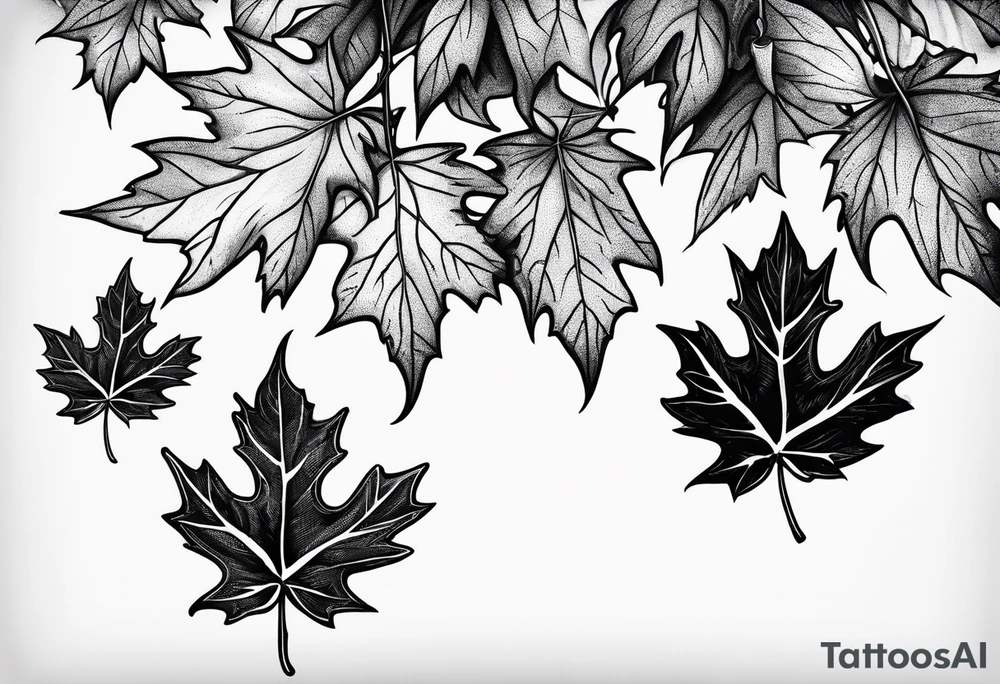 three falling maple leafs tattoo idea