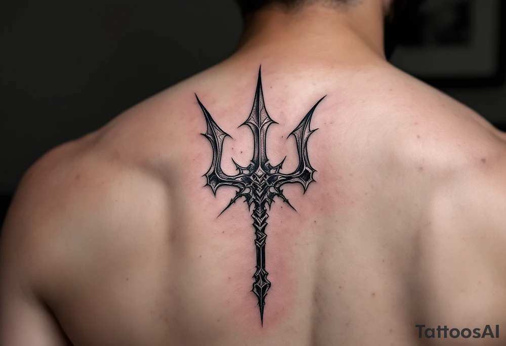 trident coming out of skin effect tattoo idea