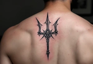 trident coming out of skin effect tattoo idea
