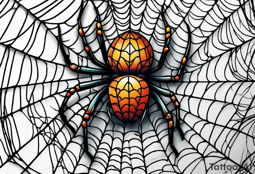 spider with web tattoo idea