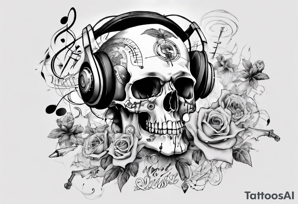 full arm. music combined with science. do not include skulls tattoo idea