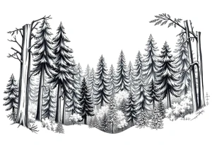 green forest background tattoo idea