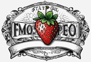 Single strawberry with a banner that reads “Pops” tattoo idea