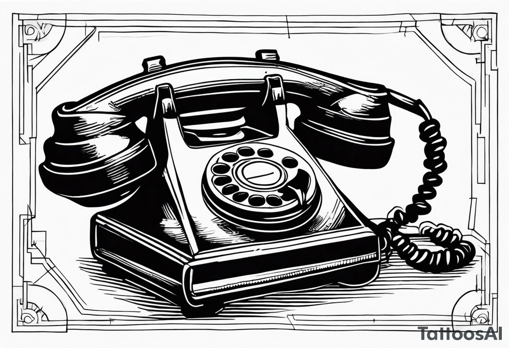 vintage theme phone tattoo idea