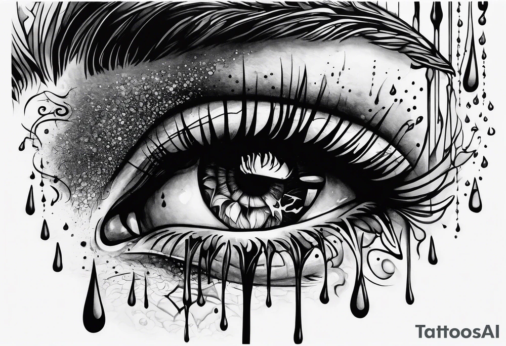 crying face with tears tattoo idea