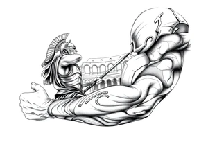 Spartan fighting in the Colosseum tattoo idea