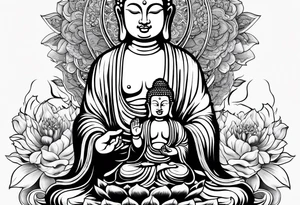 Buddha carrying Buddha baby tattoo idea