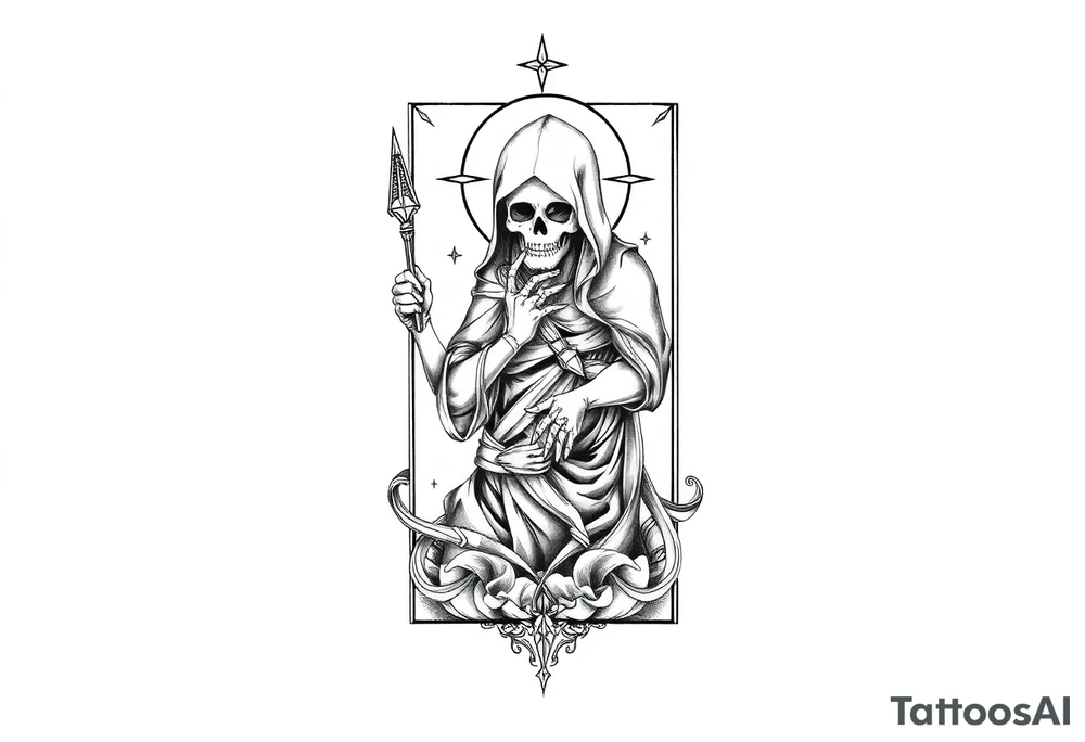 Death tarot card half sleeve tattoo idea