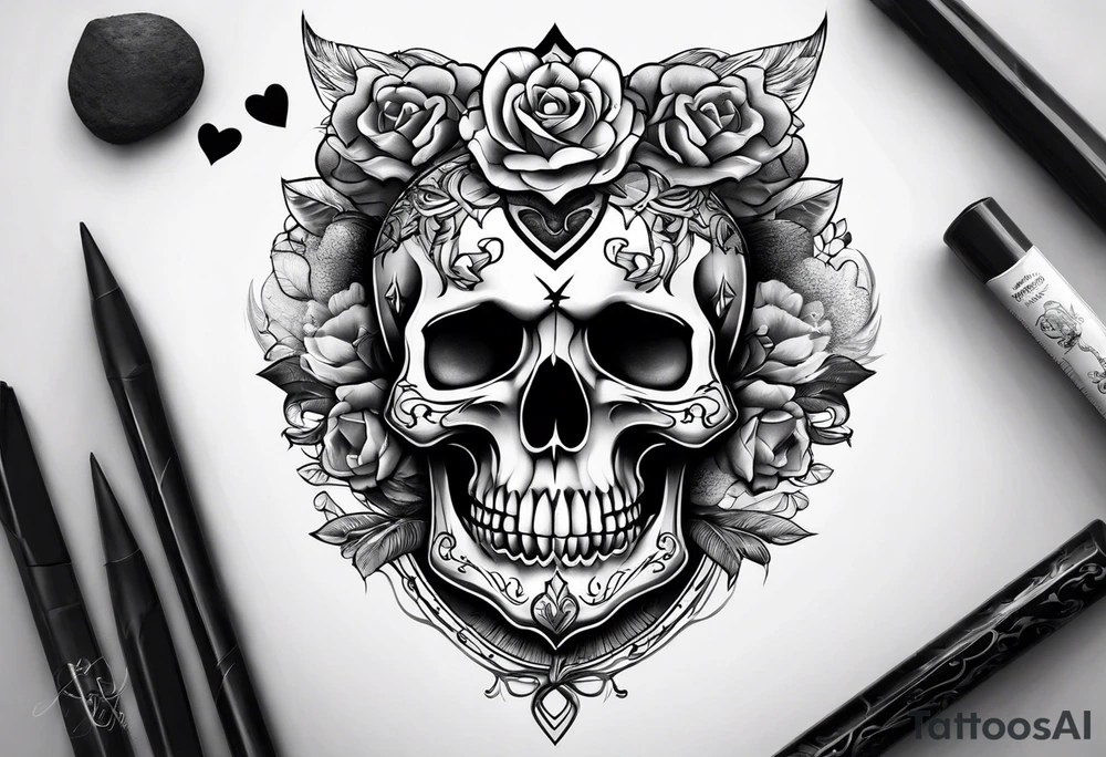Skull and heart tattoo idea