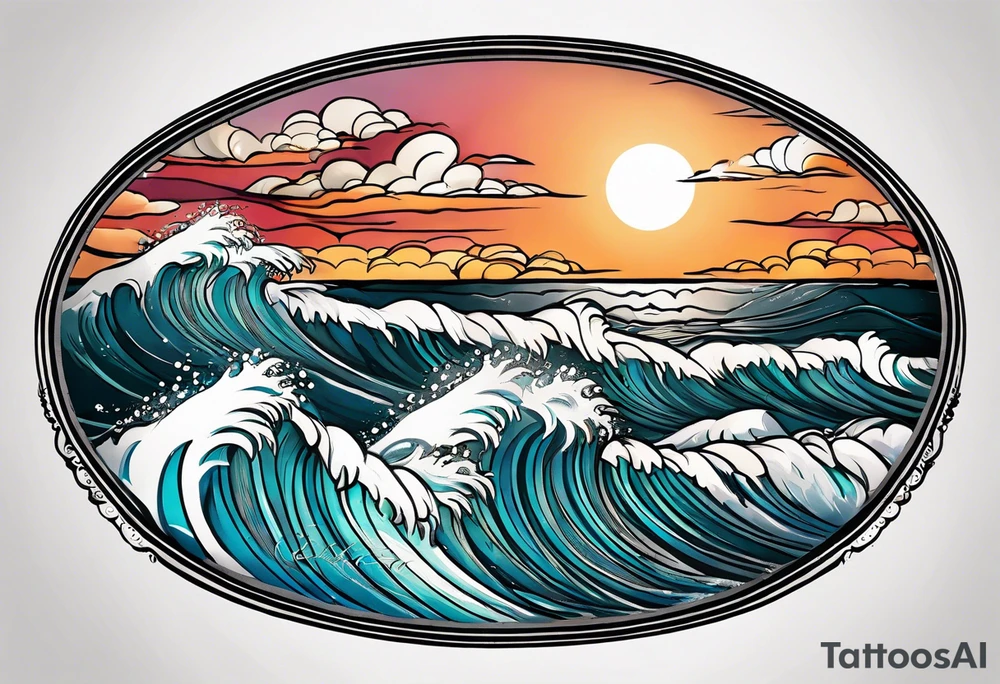 waves with "come what may" written underneath in cursive for forearm tattoo idea