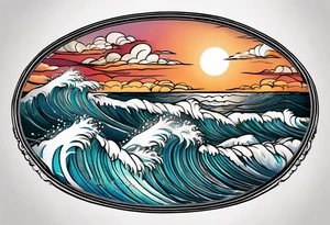 waves with "come what may" written underneath in cursive for forearm tattoo idea