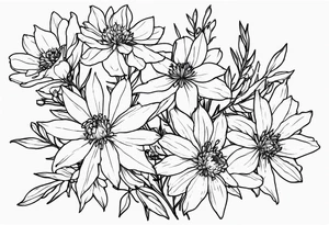 Larkspur and aster bouquet tattoo idea