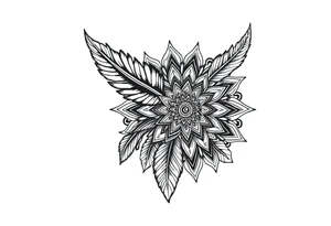 spiritual feather indian mandala shaman tattoo idea