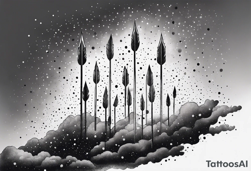 flaming arrows raining down from sky tattoo idea
