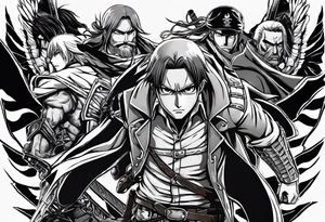 attack on titan animetry style with odm gear tattoo idea