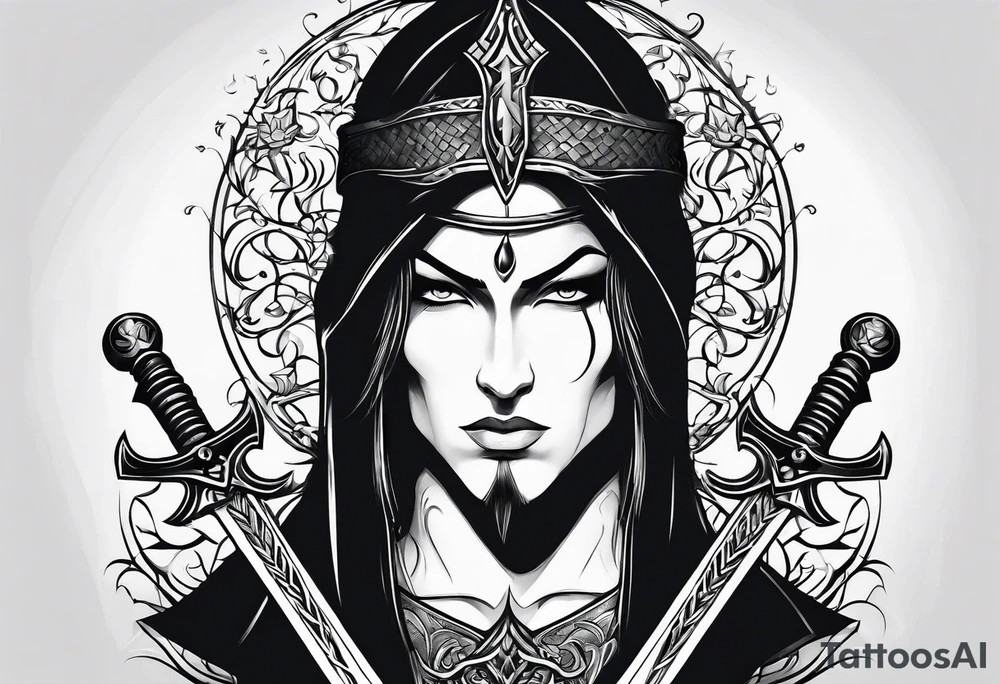 Only one Thin sword downward tattoo idea