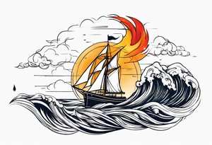 Leuchtturm 
Seil Bild 
Feuer 
Welle 
Schiff tattoo idea